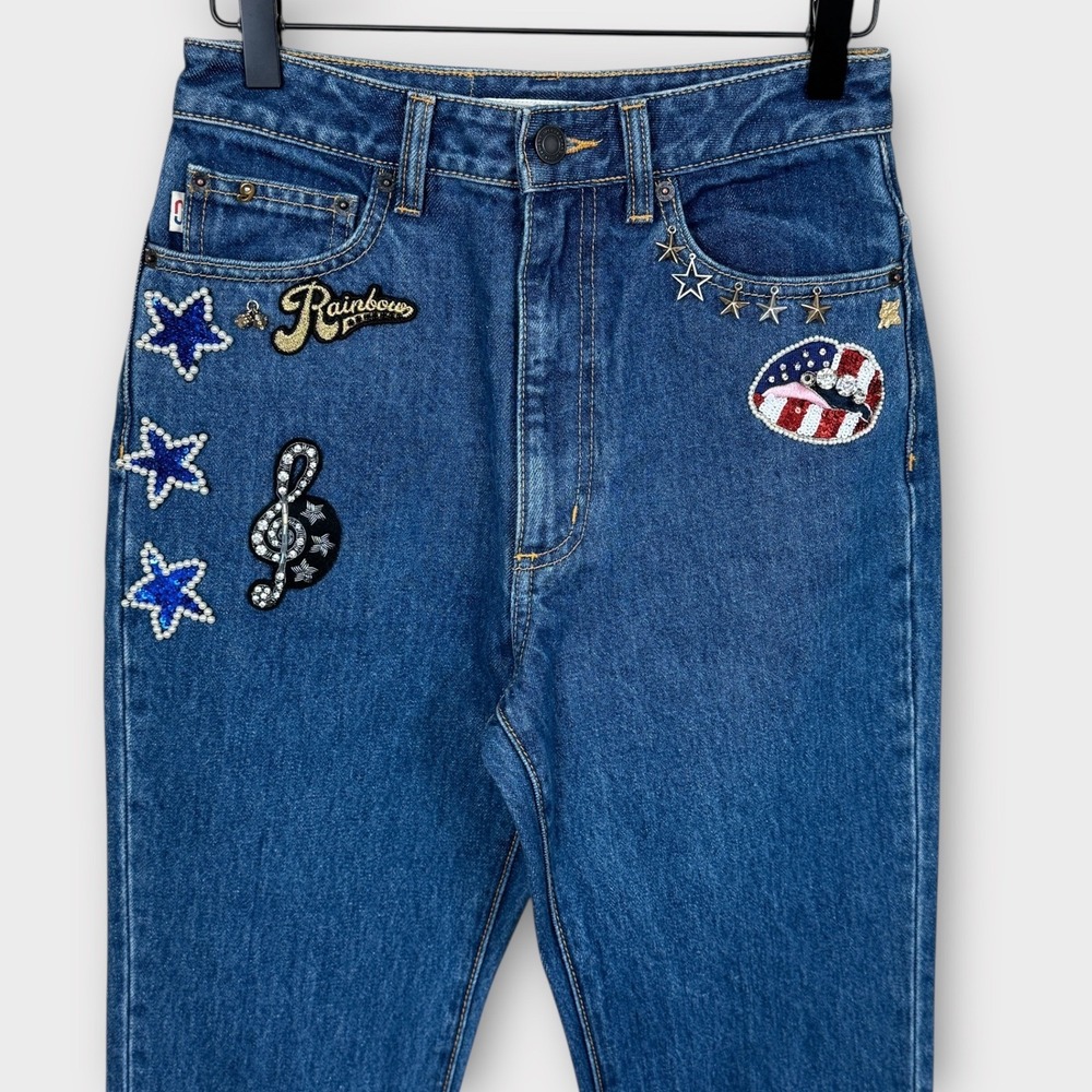 Marc Jacobs $500 NWT Bright Blue Jeans Sequin Mermaid Charms Beaded 26 - Picture 9 of 16